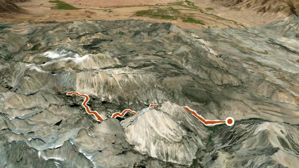 3-D terrain view of North Fork Big Pine Creek