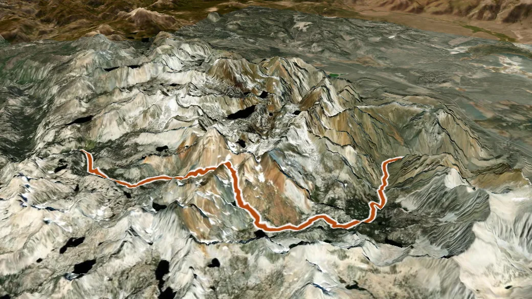 3-D terrain view of Mcgee Pass