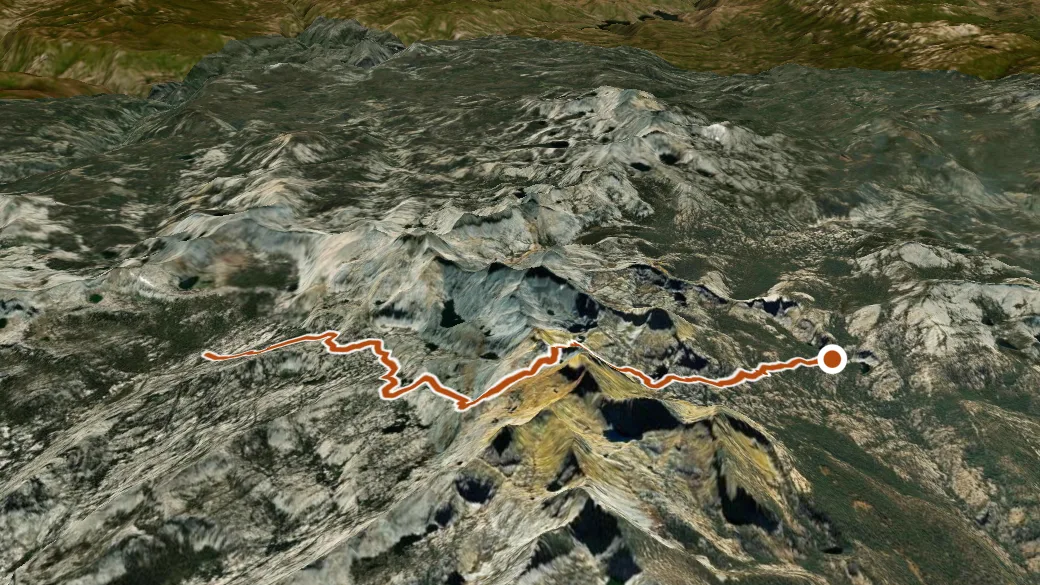 3-D terrain view of Red Peak Pass