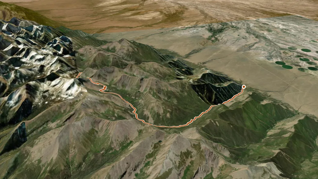 3-D terrain view of Cotton Trail