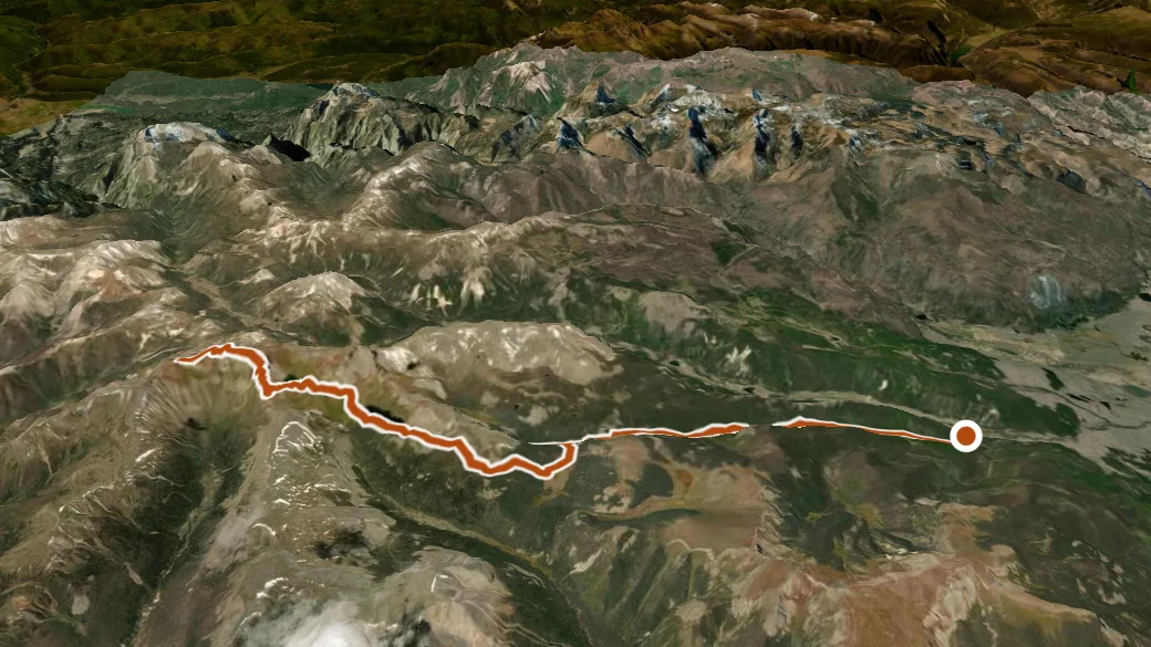 3-D terrain view of Ivy Creek Trail