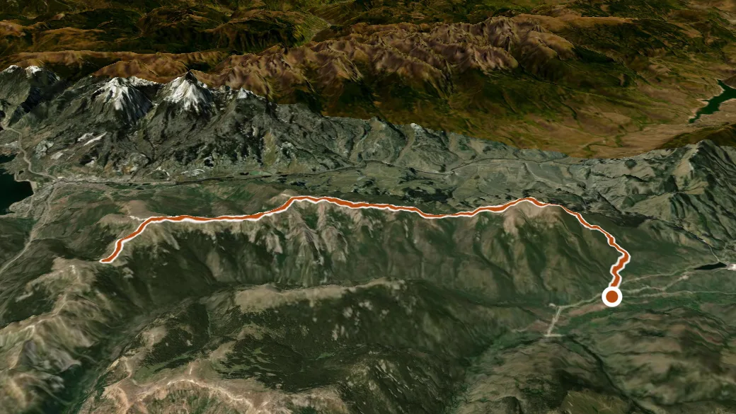 3-D terrain view of Ute Peak Trail