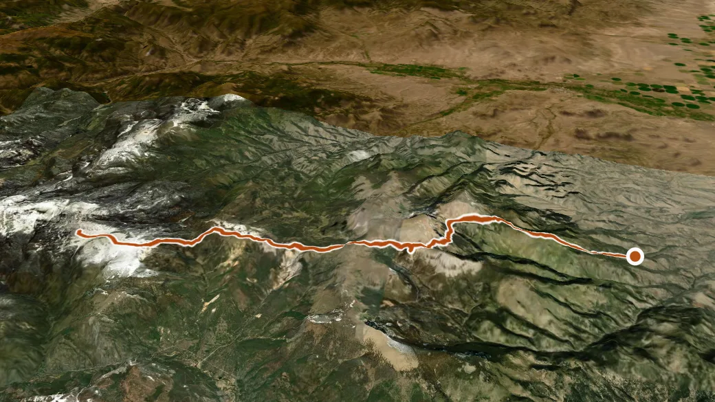 3-D terrain view of Dry Creek Trail