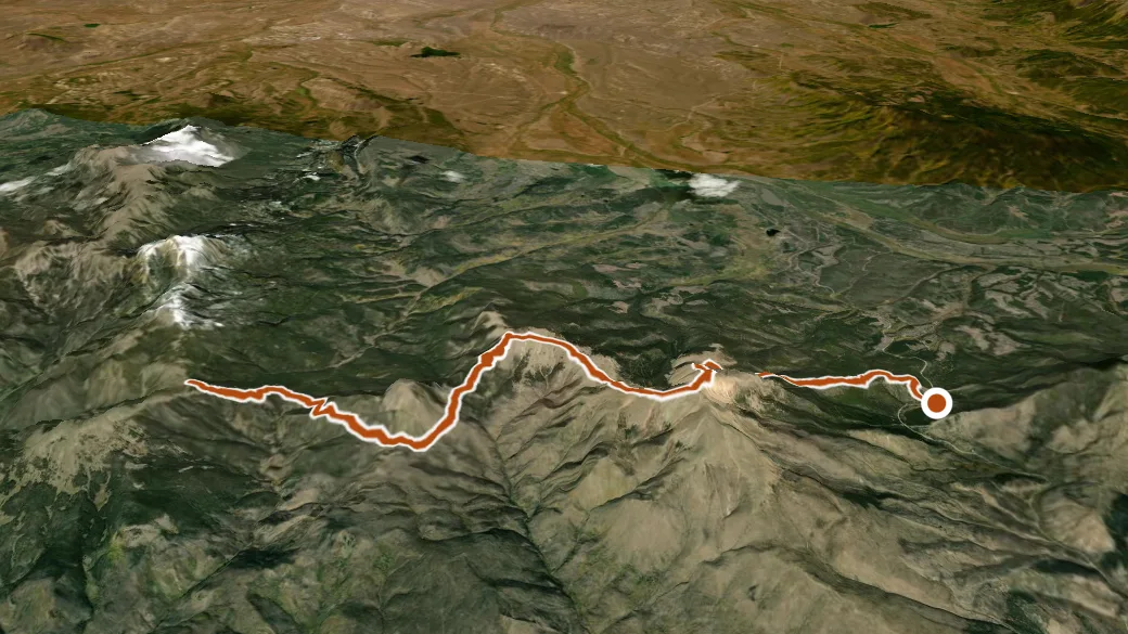 3-D terrain view of Top of The World Trail