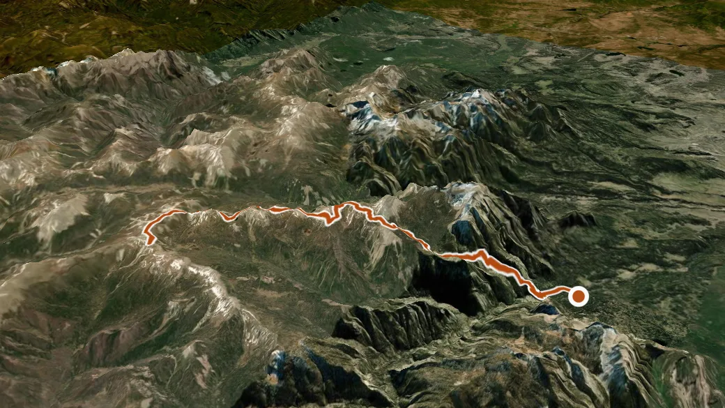 3-D terrain view of Middle Fork Trail