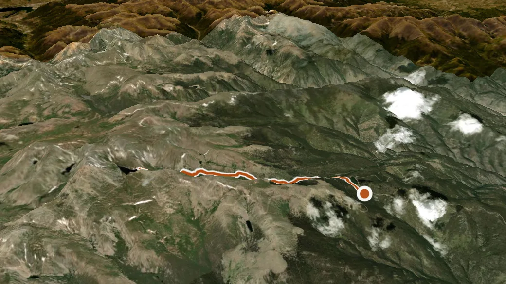 3-D terrain view of Chicago Lakes Trail