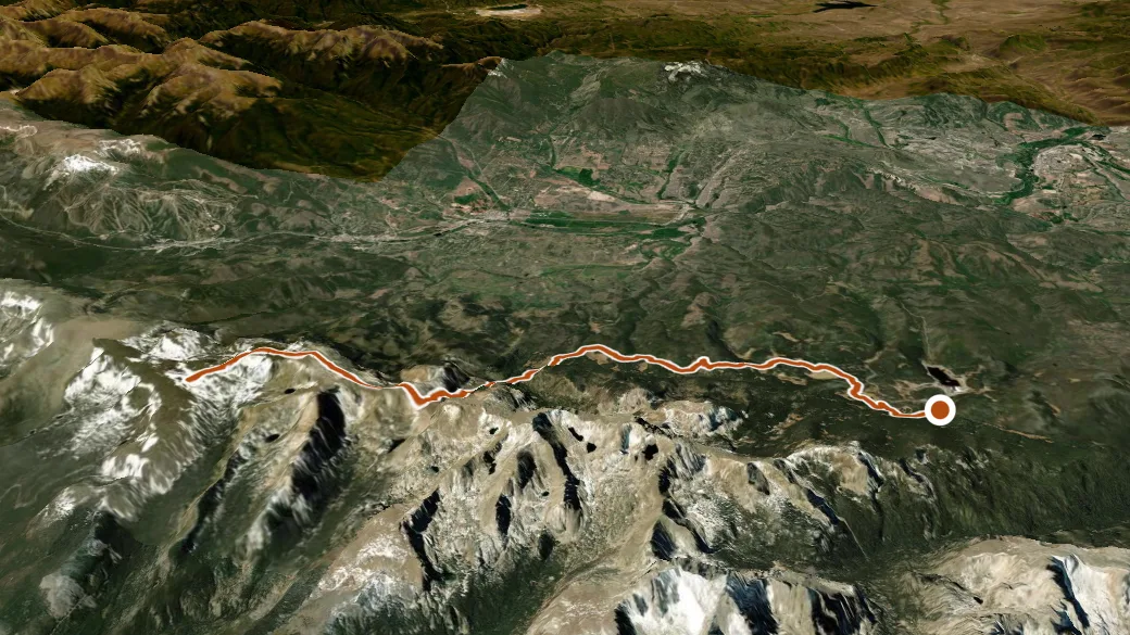 3-D terrain view of High Lonesome Trail