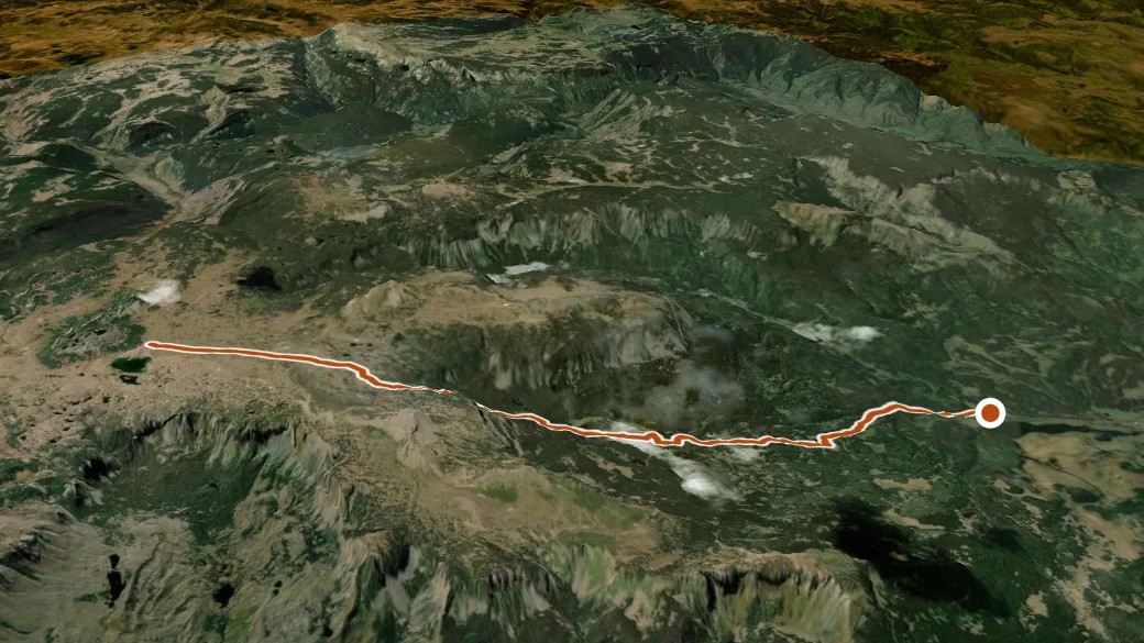 3-D terrain view of East Marvine Trail
