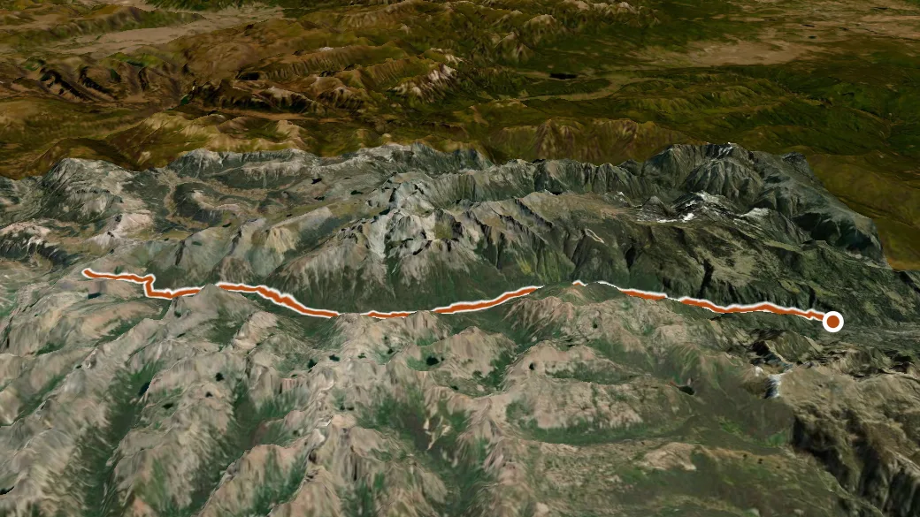 3-D terrain view of Vallecito Trail
