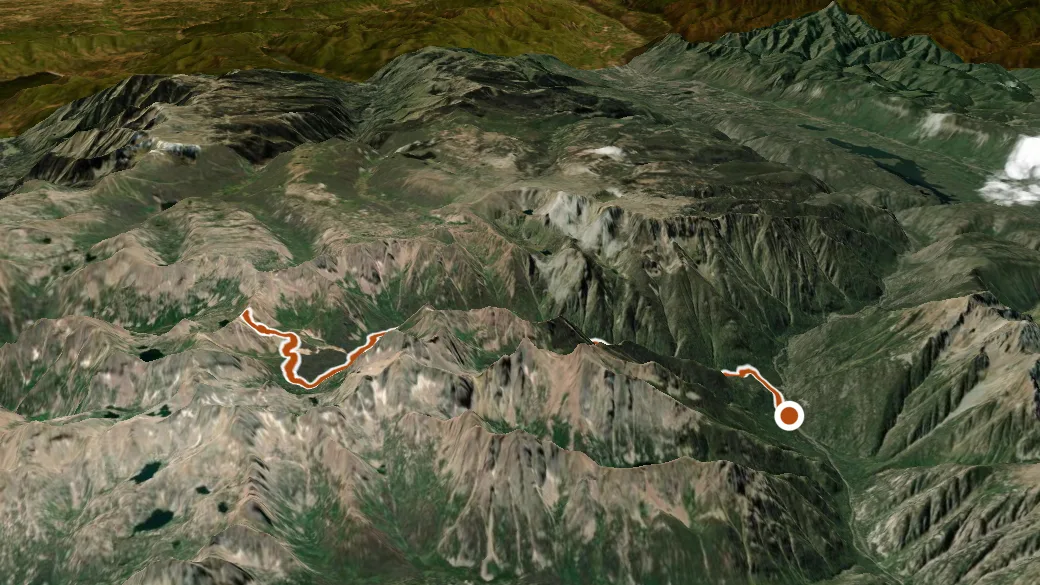 3-D terrain view of Needle Creek Trail