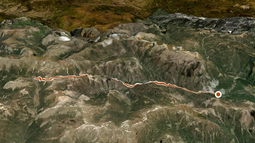 3-D terrain view of West Fork Trail