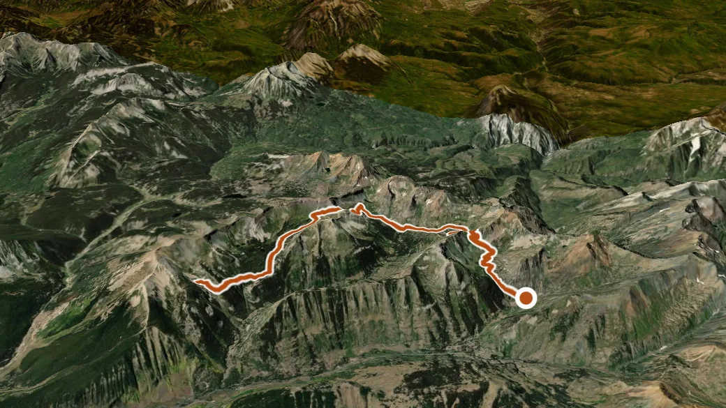 3-D terrain view of Daisy Pass Trail