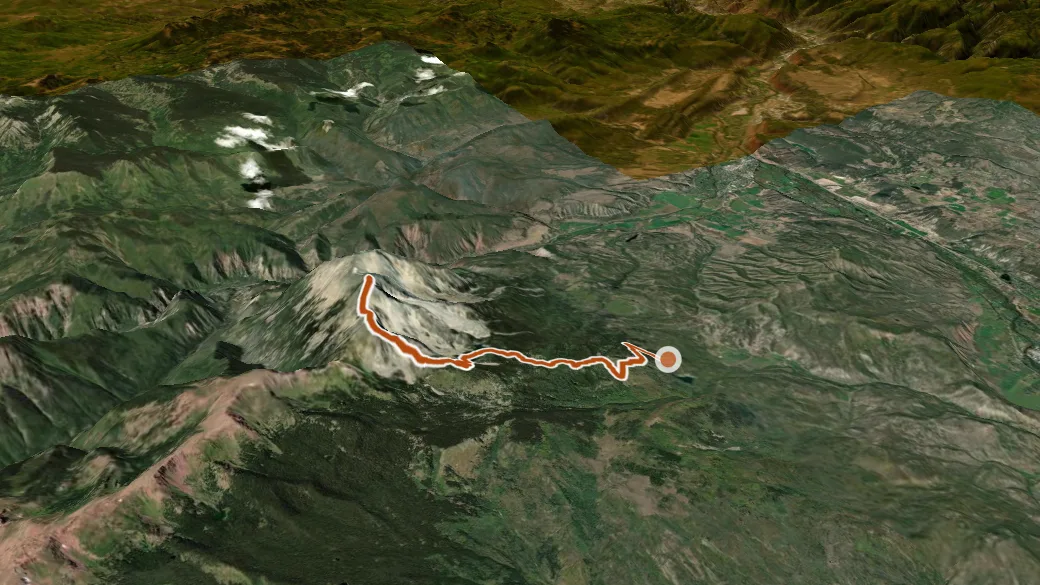 3-D terrain view of Mount Sopris Trail