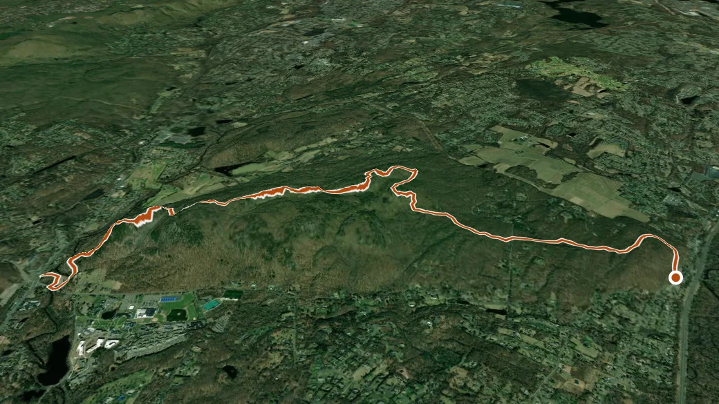 3-D terrain view of Quinnipiac Trail