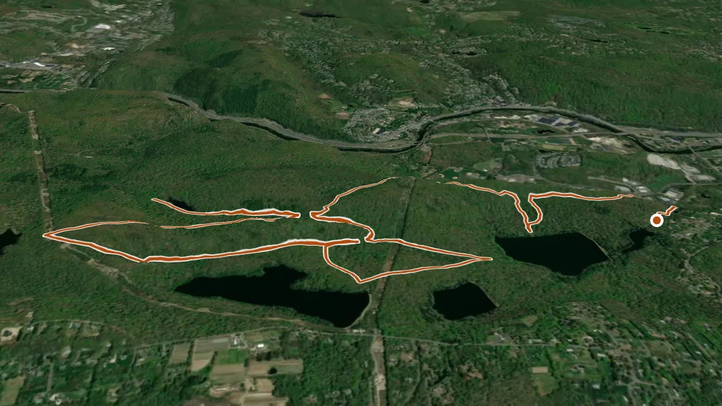 3-D terrain view of Naugatuck Forest Trail