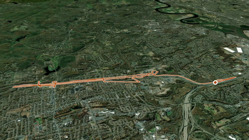 3-D terrain view of Charter Oak Greenway