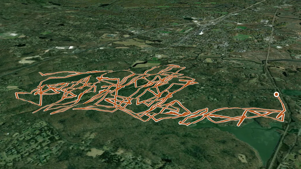 3-D terrain view of westwoods forest trail
