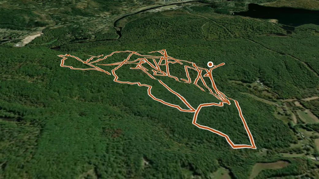 3-D terrain view of Nepaug Forest Trail