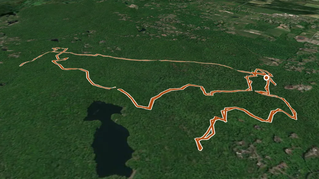 3-D terrain view of Millers Pond Park Trail