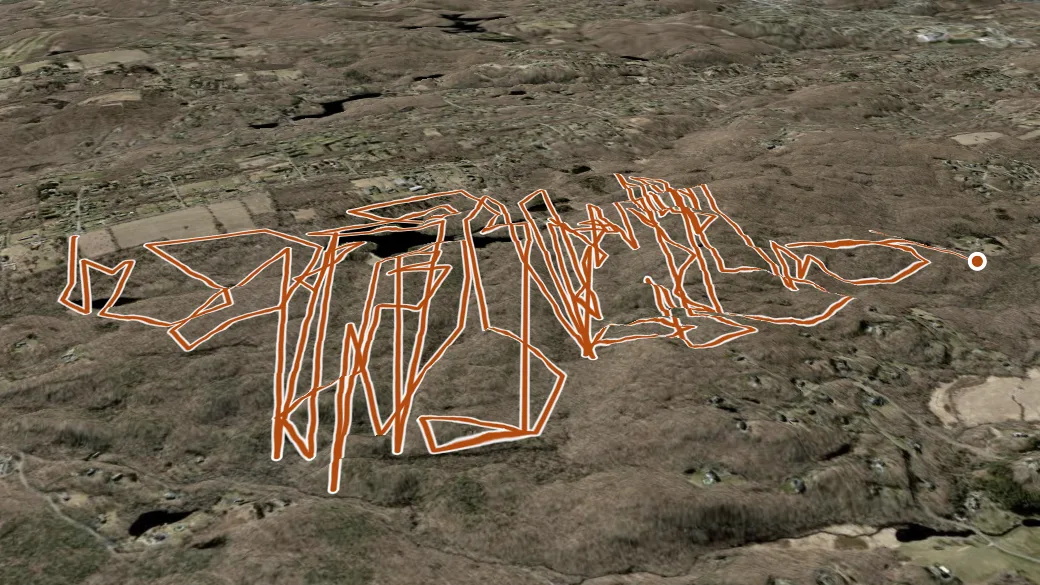 3-D terrain view of Huntington Park Trail