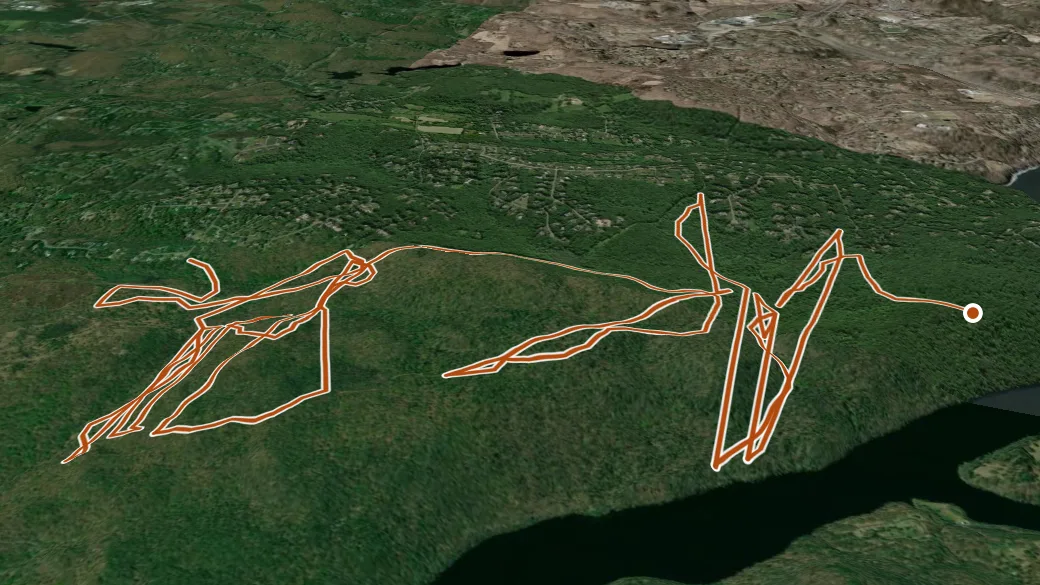 3-D terrain view of Paugussett Forest Trail