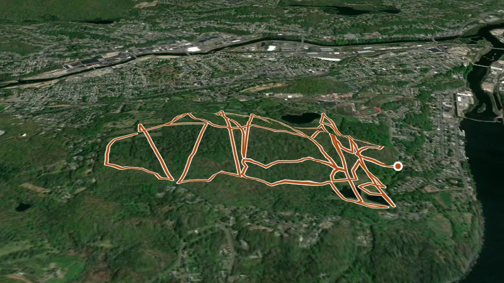 3-D terrain view of Osbornedale Park Trail