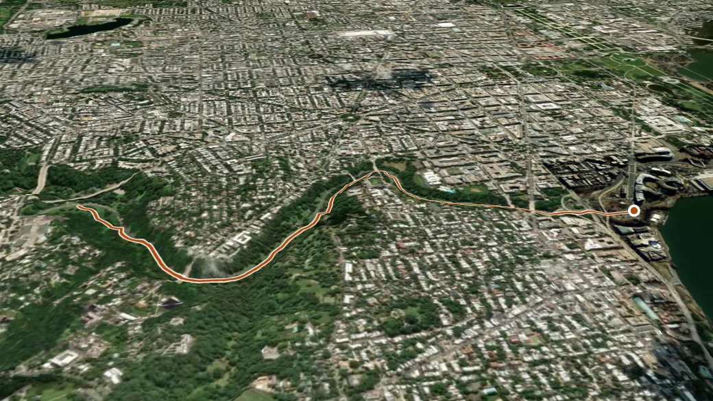 3-D terrain view of Bike Trail #6