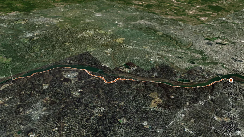 3-D terrain view of Potomac Heritage Trail