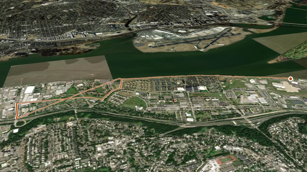 3-D terrain view of Bolling AFB Waterfront Trail
