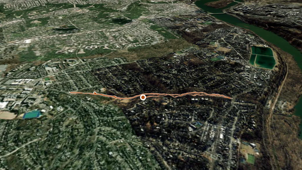 3-D terrain view of Battery Kemble Foot Trail