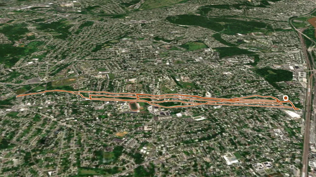 3-D terrain view of Watts Branch Trail