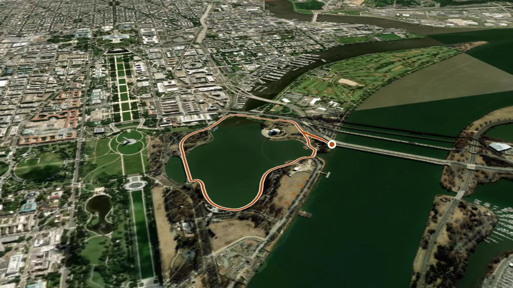 3-D terrain view of Tidal Basin