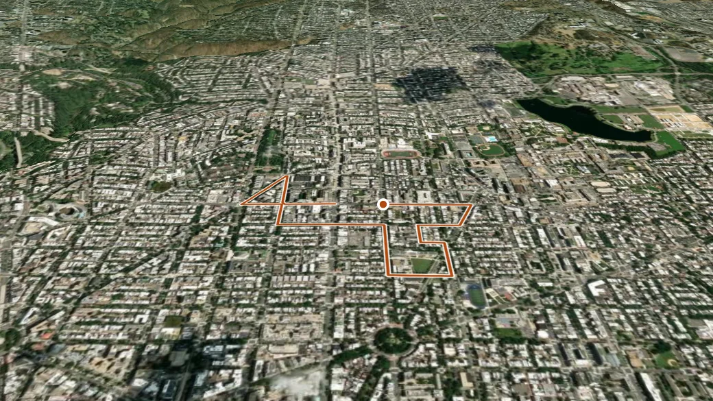 3-D terrain view of Greater U Street Heritage Trail: City Within a City