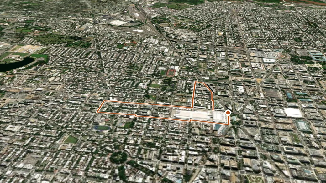 3-D terrain view of Shaw Heritage Trail: Midcity at the Crossroads