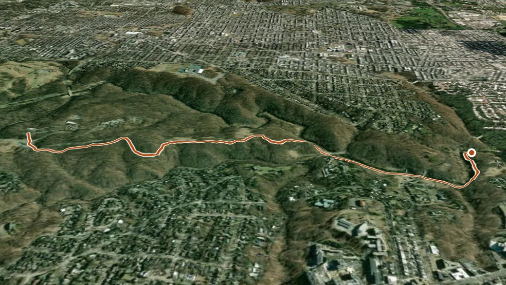 3-D terrain view of Western Ridge Trail