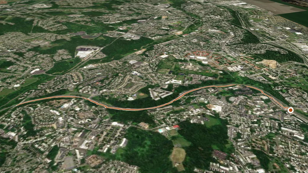 3-D terrain view of Suitland Parkway Trail
