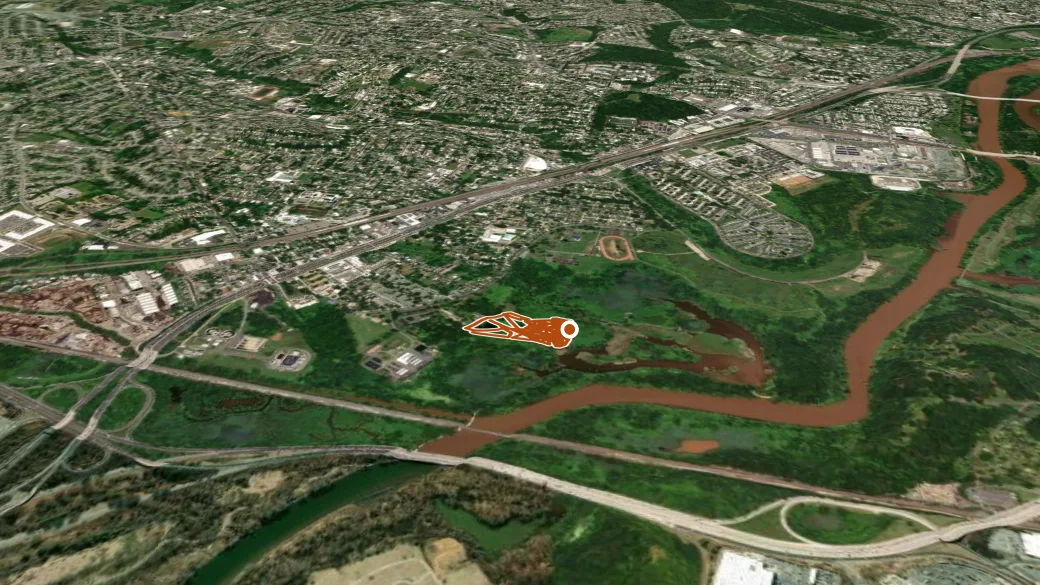 3-D terrain view of Ponds Trail