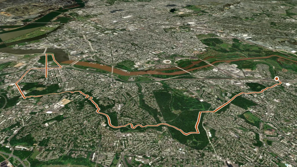 3-D terrain view of Potomac Heritage National Scenic Trail