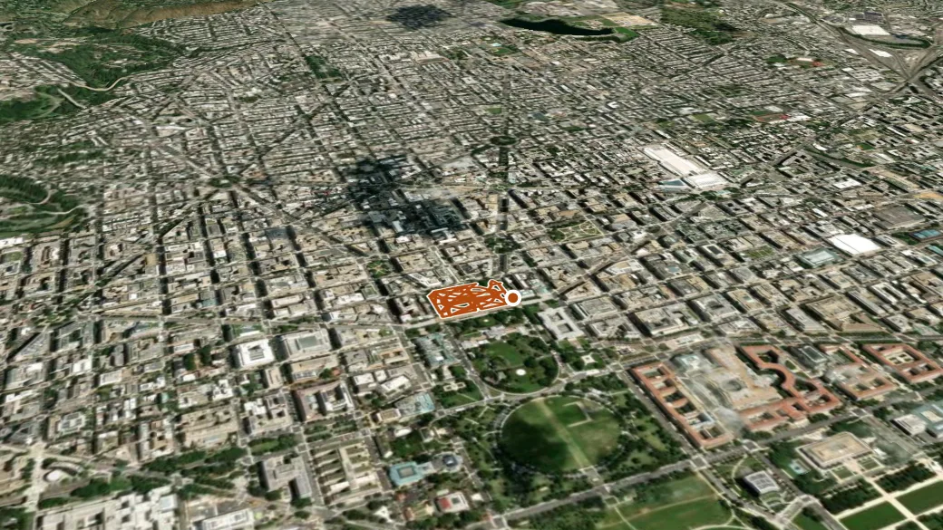 3-D terrain view of Lafayette Park Path