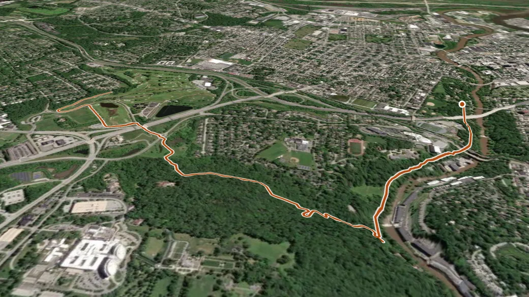 3-D terrain view of Northern Delaware Greenway Trail