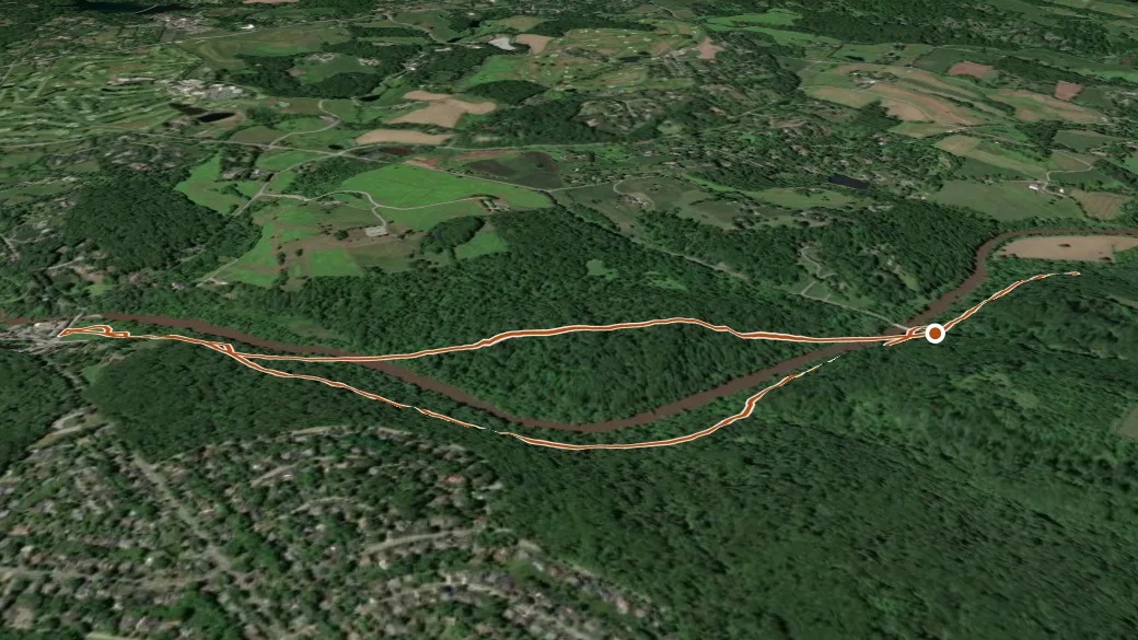 3-D terrain view of Brandywine Trail