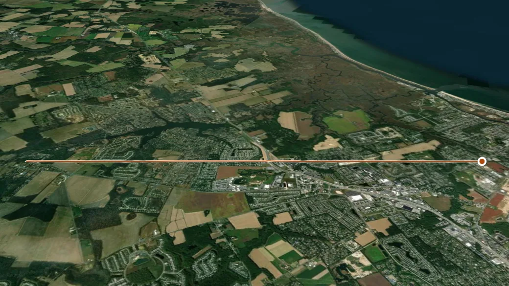 3-D terrain view of Georgetown-Lewes
