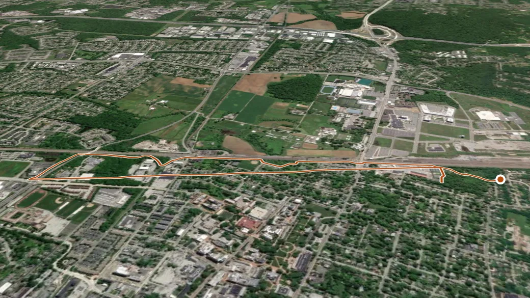 3-D terrain view of James F. Hall Trail