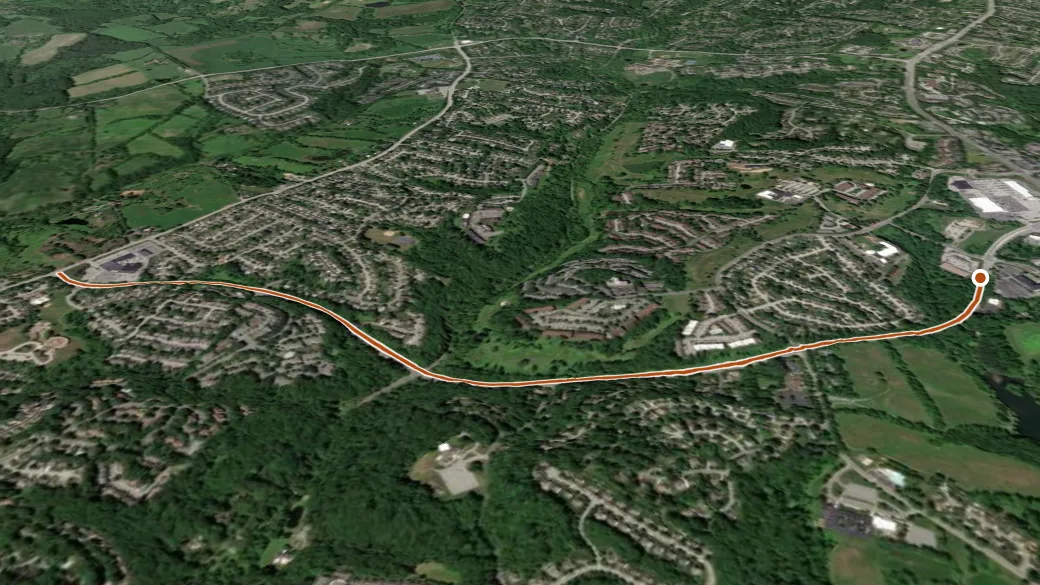 3-D terrain view of New Linden Hill Pathway