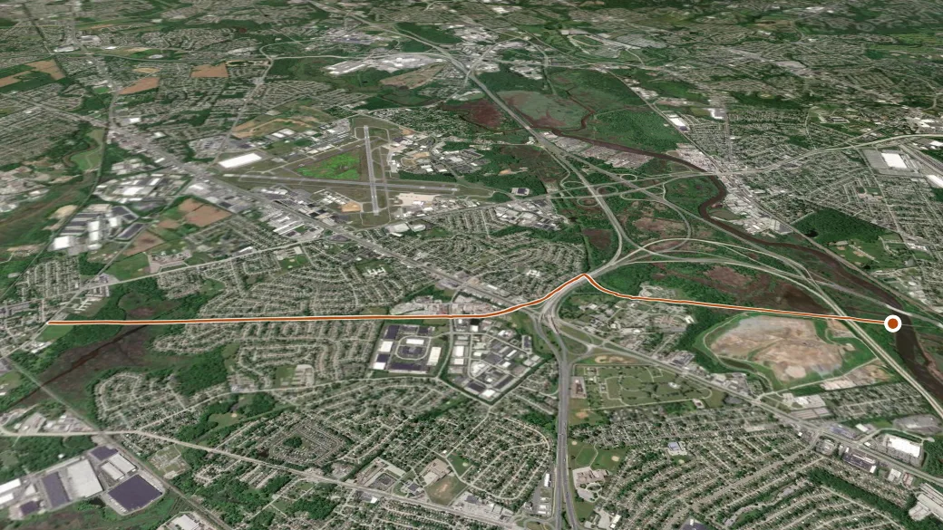 3-D terrain view of Markell Trail