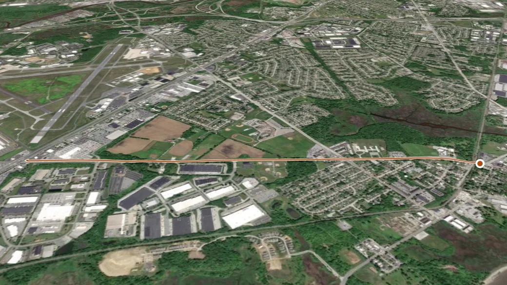 3-D terrain view of Route 273