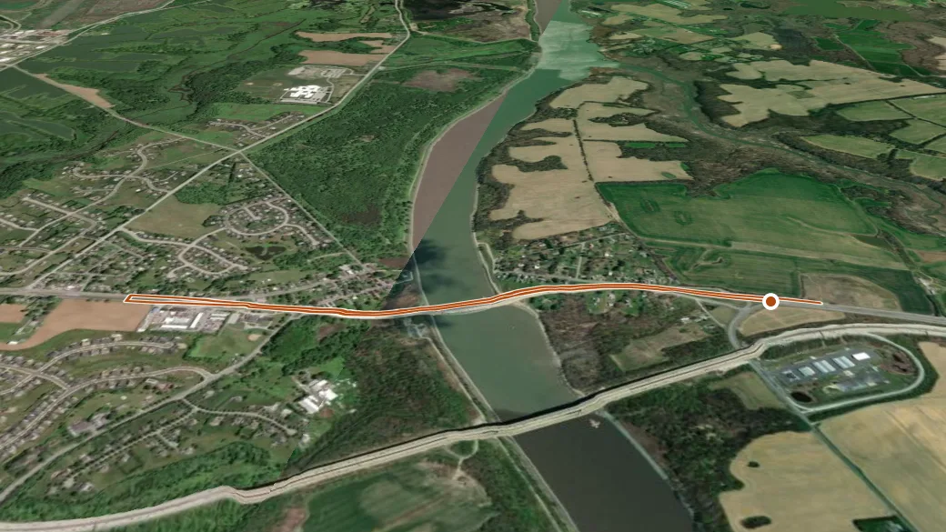 3-D terrain view of St Georges Bridge Bike Lane