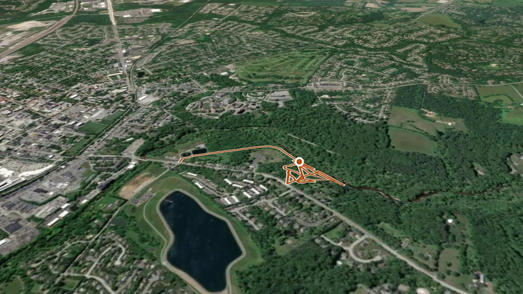 3-D terrain view of Coverdale Park Trail