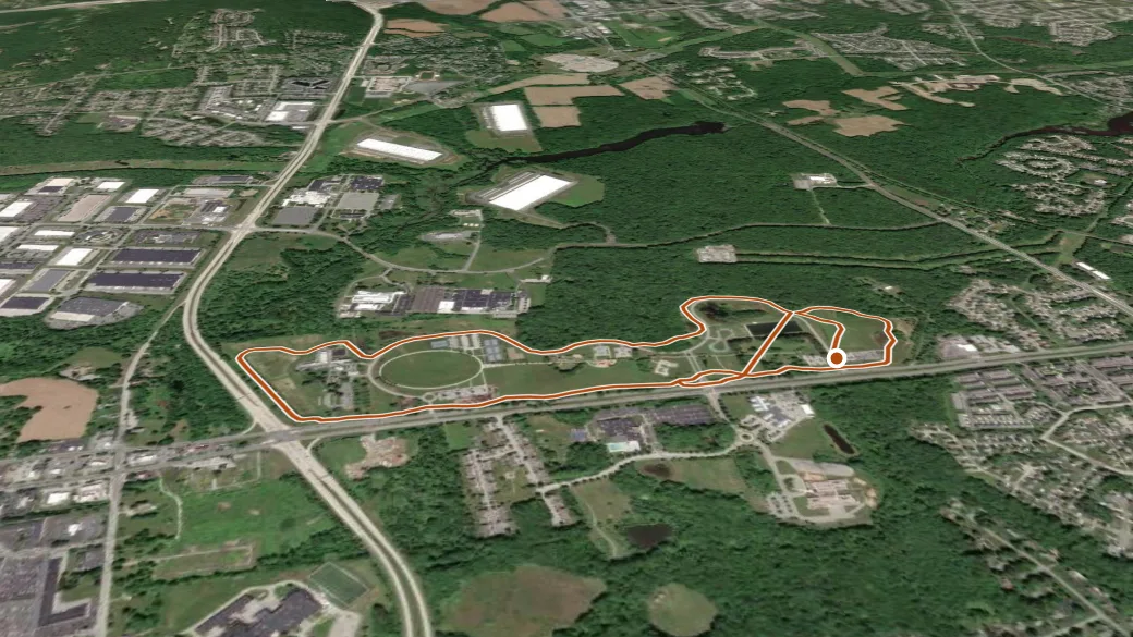 3-D terrain view of Glasgow Park Trail