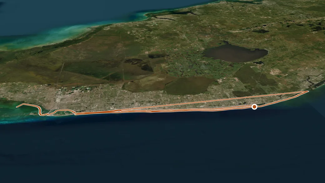 3-D terrain view of Florida Circumnavigational Paddling Trail